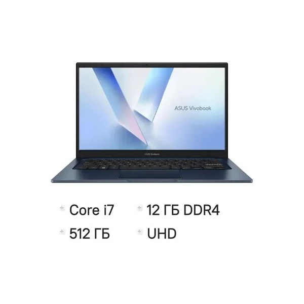 Ноутбук ASUS VivoBook 14 X1404VA-I712512, 14 ", INTEL UHD Graphics, 12 ГБ RAM, синий [90NB10I1-M016A0]