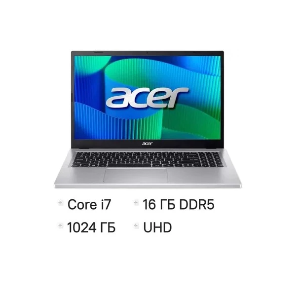 Ноутбук Acer Extensa 15 EX215-57-76DA, 15.6 ", INTEL UHD Graphics, 16 ГБ RAM, серебристый [NX.EJBER.006]