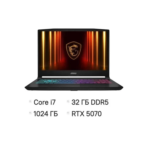 Ноутбук MSI Katana 17 HX B14WGK-274XRU, 17.3 ", NVIDIA GeForce RTX 5070, 32 ГБ RAM, черный [9S7-17L791-274]
