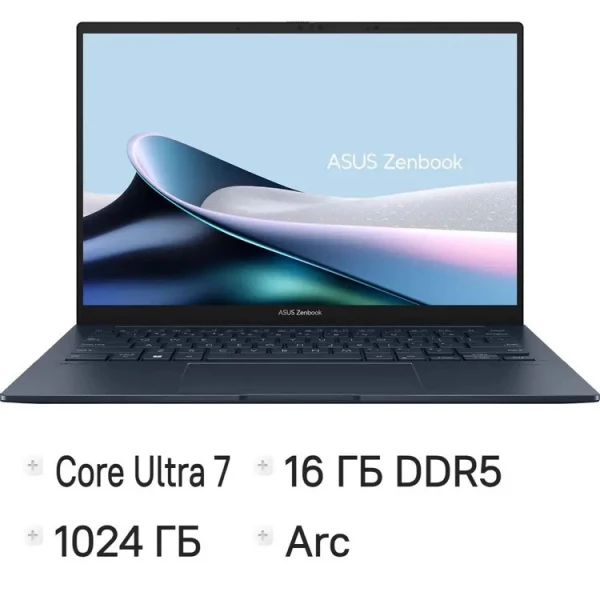 Ноутбук ASUS Zenbook 14 UX3405CA-ST1336, 14 ", Intel Arc 140T, 16 ГБ RAM, синий [90NB14W1-M01Z50]