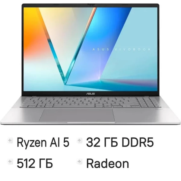 Ноутбук ASUS VivoBook S16 M3607KA-SH117, 16 ", AMD Radeon 820M, 32 ГБ RAM, серебристый [90NB16T2-M00890]