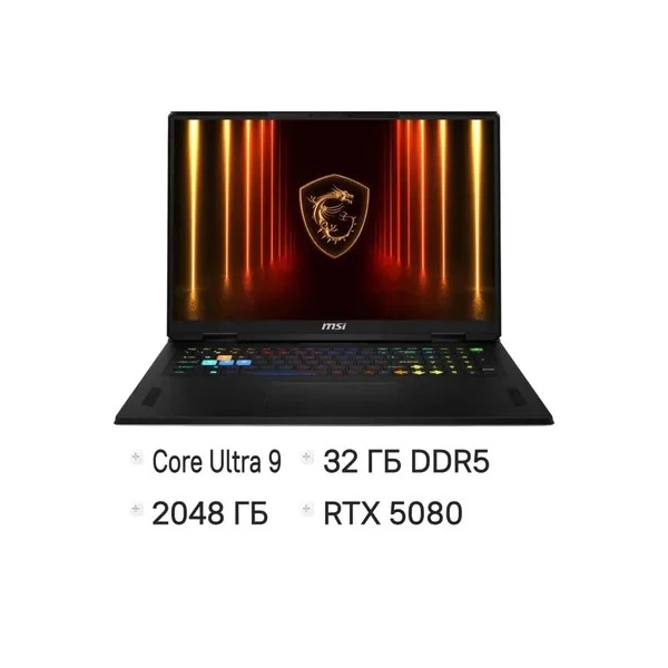 Ноутбук MSI Vector 18 HX AI A2XWIG-890RU, 18 ", Nvidia GeForce RTX 5080, 32 ГБ RAM, серый космос [9S7-1824B4-890]