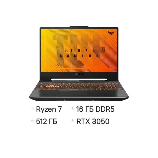 Ноутбук ASUS TUF Gaming A15 FA506NCQ-HN031, 15.6 ", NVIDIA GeForce RTX 3050, 16 ГБ RAM, черный [90NR0QE7-M001A0]